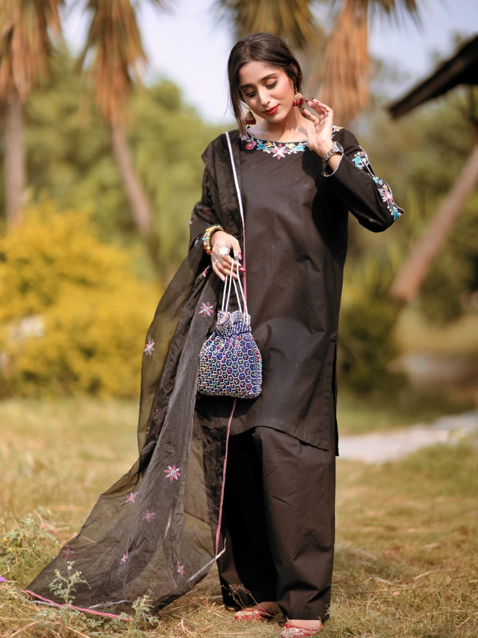 Two Piece Black Cambric