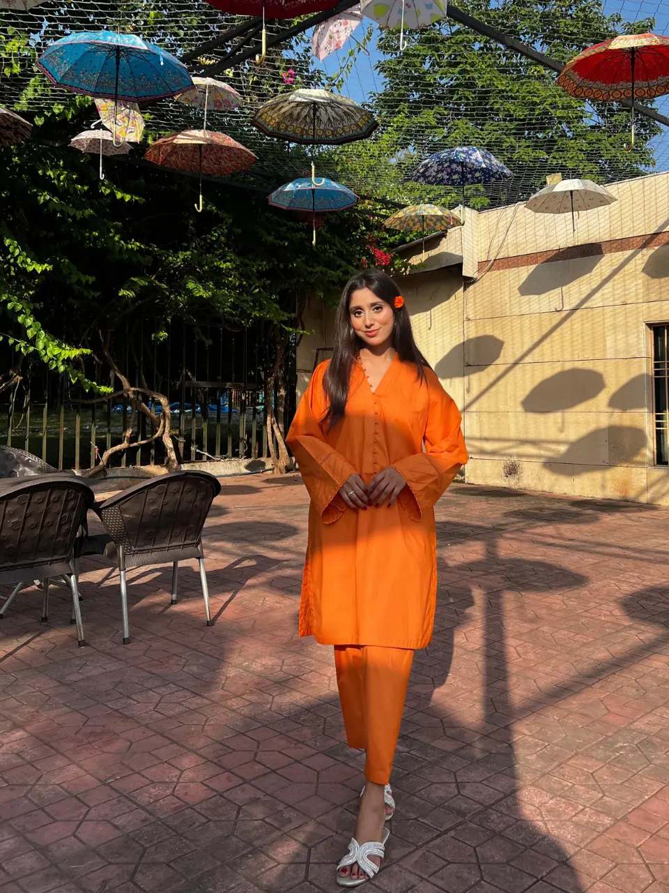 Two Piece Orange Cambric